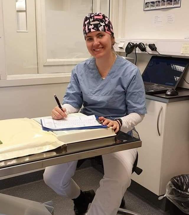 Veterinær skriver journal